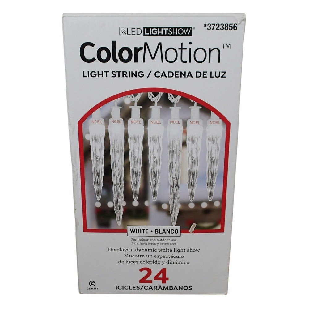 Gemmy LED Lightshow ColorMotion 24 White LED Christmas Icicle Lights Wedding NEW